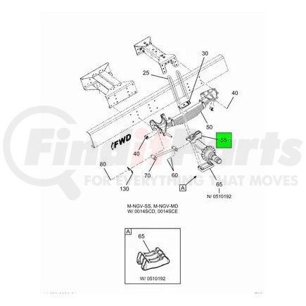 6094160C1 by NAVISTAR - Air Suspension Leaf Spring Axle Seat - Rear Spring 4Deg,5.5" Axle, Right