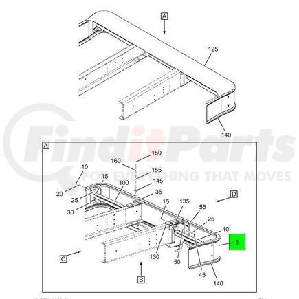 3722085C1 by NAVISTAR - Bumper - Rear Chrome