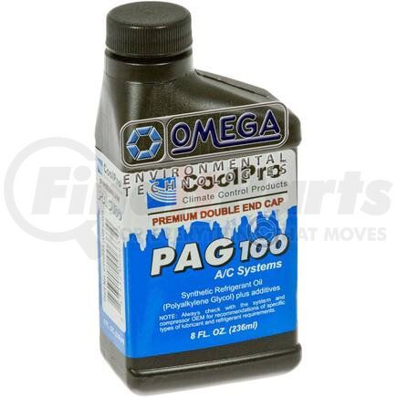 41-50104 by OMEGA ENVIRONMENTAL TECHNOLOGIES - Refrigerant Oil - Synthetic, Premium Double End Cap, PAG 100, 8 Fl. Oz.