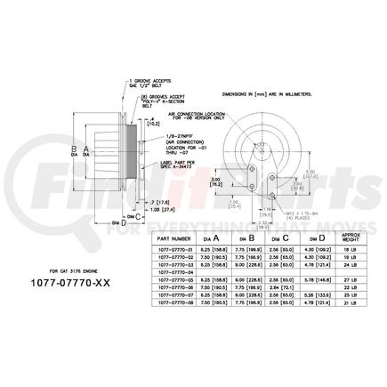 1077-07770-01X by KIT MASTERS - Remanufactured Kysor-style hubs by Kit Masters are premium replacements for worn or damaged hubs (pulley & bracket). Also requires replacement/repair of appropriate fan clutch.