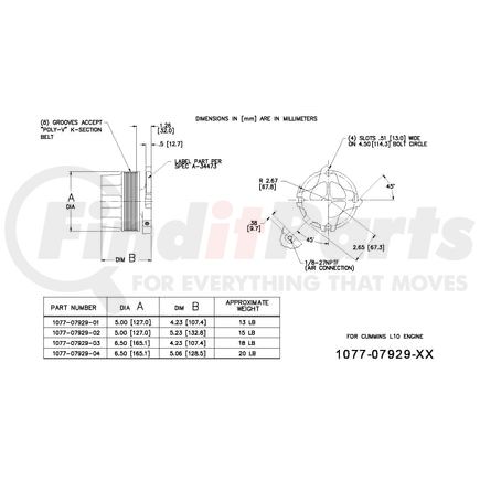 1077-07929-04X by KIT MASTERS - Remanufactured Kysor-style hubs by Kit Masters are premium replacements for worn or damaged hubs (pulley & bracket). Also requires replacement/repair of appropriate fan clutch.