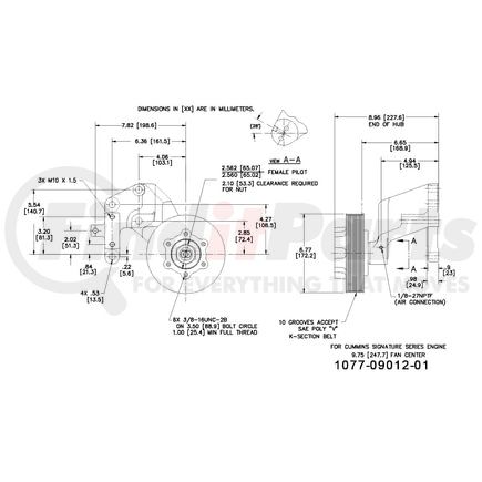 1077-09012-01X by KIT MASTERS - Remanufactured Kysor-style hubs by Kit Masters are premium replacements for worn or damaged hubs (pulley & bracket). Also requires replacement/repair of appropriate fan clutch.