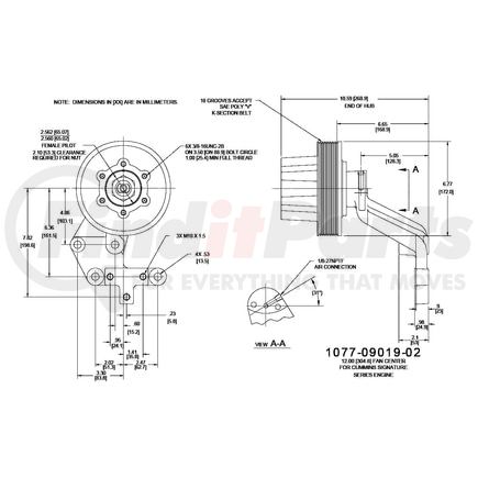 1077-09019-02X by KIT MASTERS - Remanufactured Kysor-style hubs by Kit Masters are premium replacements for worn or damaged hubs (pulley & bracket). Also requires replacement/repair of appropriate fan clutch.