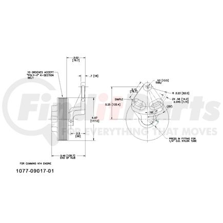 1077-09017-01X by KIT MASTERS - Remanufactured Kysor-style hubs by Kit Masters are premium replacements for worn or damaged hubs (pulley & bracket). Also requires replacement/repair of appropriate fan clutch.
