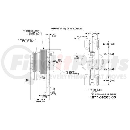 1077-08265-06X by KIT MASTERS - Remanufactured Kysor-style hubs by Kit Masters are premium replacements for worn or damaged hubs (pulley & bracket). Also requires replacement/repair of appropriate fan clutch.