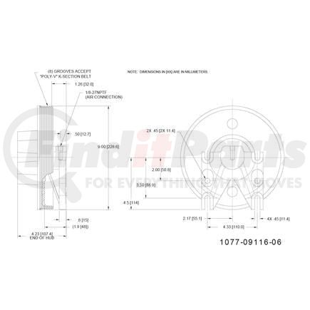 1077-09116-06X by KIT MASTERS - Remanufactured Kysor-style hubs by Kit Masters are premium replacements for worn or damaged hubs (pulley & bracket). Also requires replacement/repair of appropriate fan clutch.