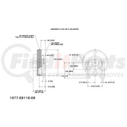 1077-09116-08X by KIT MASTERS - Remanufactured Kysor-style hubs by Kit Masters are premium replacements for worn or damaged hubs (pulley & bracket). Also requires replacement/repair of appropriate fan clutch.