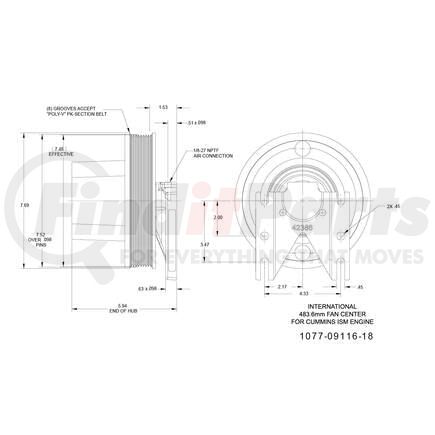 1077-09116-18X by KIT MASTERS - Kysor-Style Hub - Remanufactured