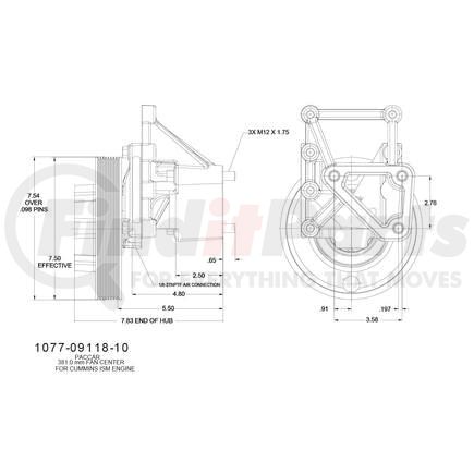 1077-09118-10X by KIT MASTERS - Remanufactured Kysor-style hubs by Kit Masters are premium replacements for worn or damaged hubs (pulley & bracket). Also requires replacement/repair of appropriate fan clutch.