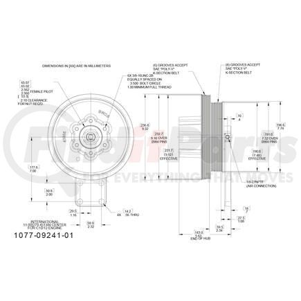 1077-09241-01X by KIT MASTERS - Remanufactured Kysor-style hubs by Kit Masters are premium replacements for worn or damaged hubs (pulley & bracket). Also requires replacement/repair of appropriate fan clutch.