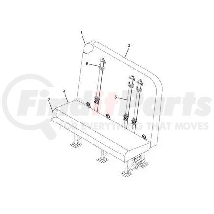 2218573C91 by NAVISTAR - Seat - 6 Leg 45 Degree Flip Wall Mounting Left For International IC Bus