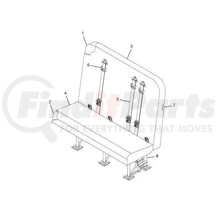 2218574C91 by NAVISTAR - Seat - 6 Leg 45 Degree Flip Wall Mounting Left For International IC Bus