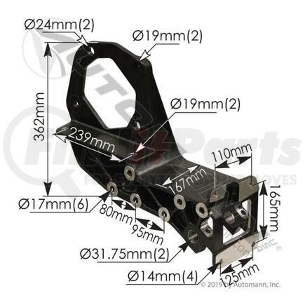 MPB7551L by AUTOMANN - PETERBILT LEFT HANGER FRONT OF FRONT ALUMINUM WITH BUMPER MOUNT