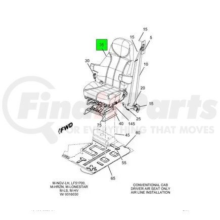 3720459C91 by NAVISTAR - Seat - Driver Side, Daycab, Air Mord For Navistar International