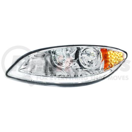 31030 by UNITED PACIFIC - Headlight Assembly - Driver Side, Chrome, LED, with Light Bar, For 2006-2017 International Prostar