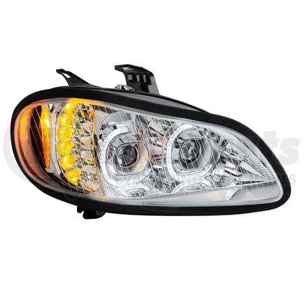 35730 by UNITED PACIFIC - Headlight - R/H, Chrome, LED, High/Low Beam, for 2002+ Freightliner M2