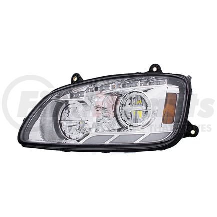 35879 by UNITED PACIFIC - Headlight Assembly - Driver Side, Chrome, LED, with Sequential and Position Light Bar, For 2008-17 Kenworth T660