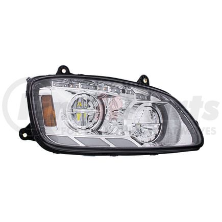 35880 by UNITED PACIFIC - Headlight Assembly - Passenger Side, Chrome, LED, with Sequential and Position Light Bar, For 2008-17 Kenworth T660