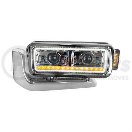 35911 by UNITED PACIFIC - Headlight - L/H, LED Projector, Chrome Inner Housing, with Turn Signal Light