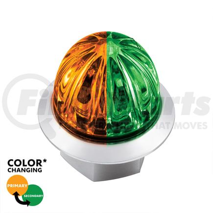 39232 by UNITED PACIFIC - Clearance Light - 3/4", 4 LED, Mini Watermelon, Amber and Green LED, Clear Lens, Double Fury