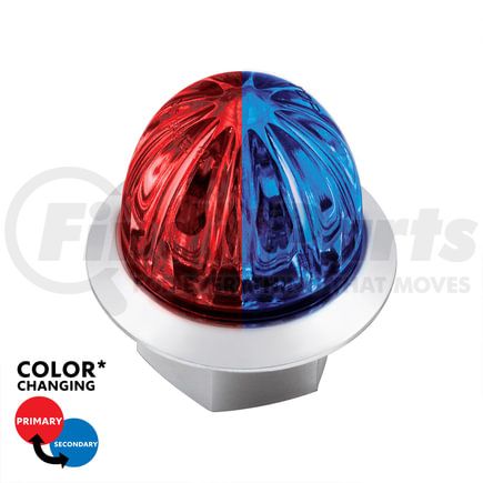 39236 by UNITED PACIFIC - Clearance Light - 3/4", 4 LED, Mini Watermelon, Red and Blue LED, Clear Lens, Double Fury