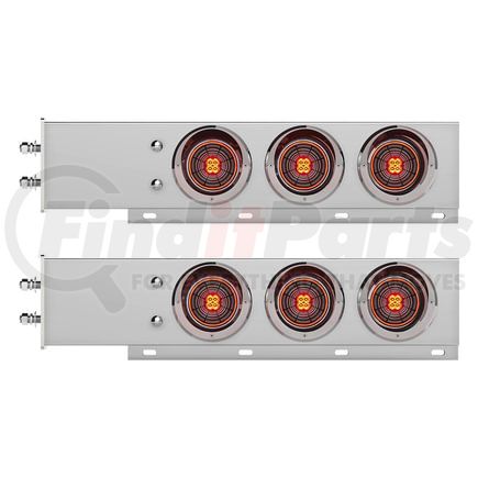 61025 by UNITED PACIFIC - Light Bar - Chrome, Spring Loaded, 2-1/2" Bolt Pattern, with 6 x 4" 13 LED Abyss Light, Red LED/Clear Lens, with Visor