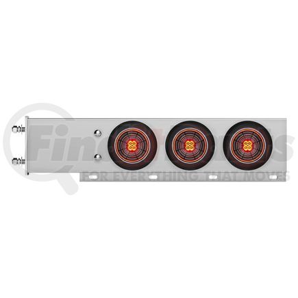 61034 by UNITED PACIFIC - Light Bar - Chrome, Spring Loaded, 3-3/4" Bolt Pattern, with 6 x 4" 13 LED Abyss Light, Red LED/Clear Lens