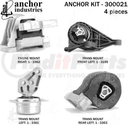 300021 by ANCHOR MOTOR MOUNTS - ENGINE MNT KIT