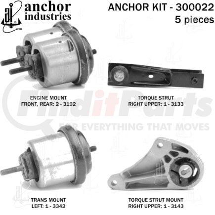 300022 by ANCHOR MOTOR MOUNTS - ENGINE MNT KIT