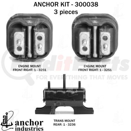 300038 by ANCHOR MOTOR MOUNTS - ENGINE MNT KIT