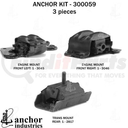 300059 by ANCHOR MOTOR MOUNTS - ENGINE MNT KIT