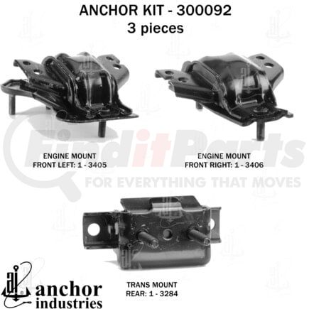 300092 by ANCHOR MOTOR MOUNTS - ENGINE MNT KIT