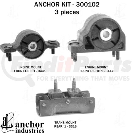 300102 by ANCHOR MOTOR MOUNTS - ENGINE MNT KIT