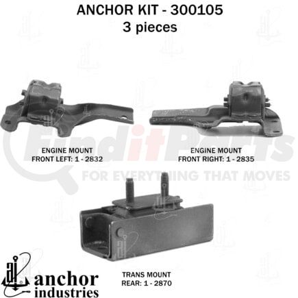 300105 by ANCHOR MOTOR MOUNTS - ENGINE MNT KIT