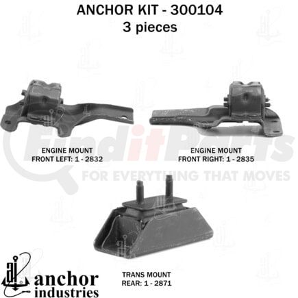 300104 by ANCHOR MOTOR MOUNTS - ENGINE MNT KIT