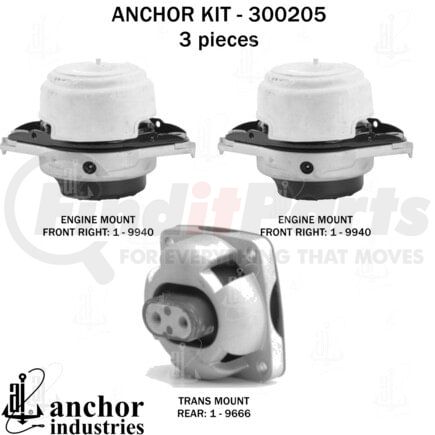 300205 by ANCHOR MOTOR MOUNTS - ENGINE MNT KIT