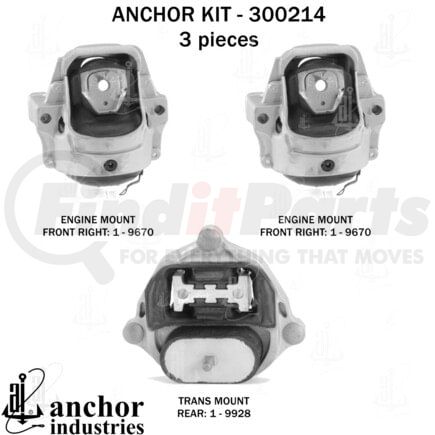 300214 by ANCHOR MOTOR MOUNTS - ENGINE MNT KIT