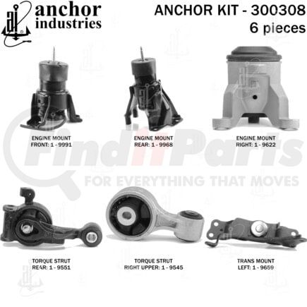 300308 by ANCHOR MOTOR MOUNTS - ENGINE MNT KIT