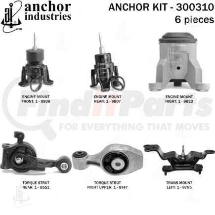 300310 by ANCHOR MOTOR MOUNTS - ENGINE MNT KIT
