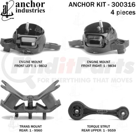 300316 by ANCHOR MOTOR MOUNTS - ENGINE MNT KIT