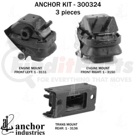 300324 by ANCHOR MOTOR MOUNTS - ENGINE MNT KIT