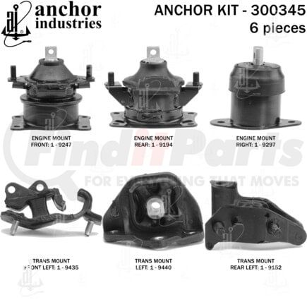 300345 by ANCHOR MOTOR MOUNTS - ENGINE MNT KIT