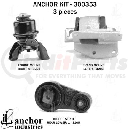 300353 by ANCHOR MOTOR MOUNTS - ENGINE MNT KIT