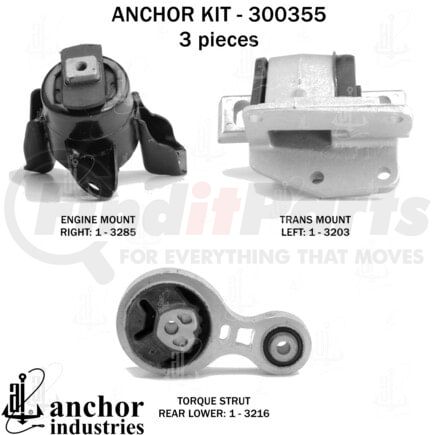 300355 by ANCHOR MOTOR MOUNTS - ENGINE MNT KIT