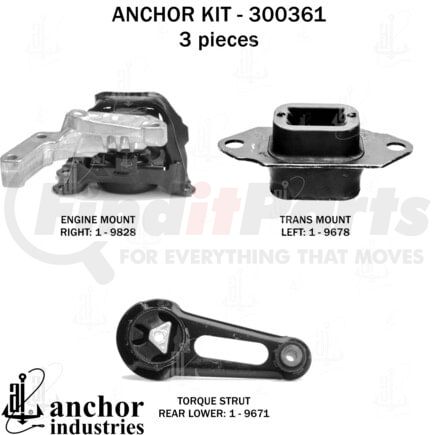 300361 by ANCHOR MOTOR MOUNTS - ENGINE MNT KIT