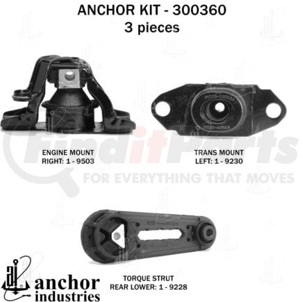 300360 by ANCHOR MOTOR MOUNTS - ENGINE MNT KIT