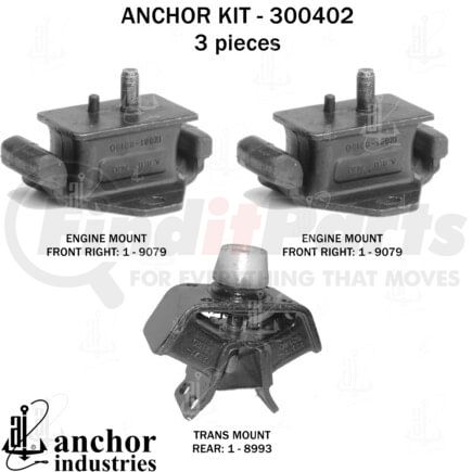 300402 by ANCHOR MOTOR MOUNTS - ENGINE MNT KIT