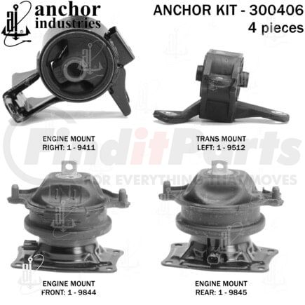 300406 by ANCHOR MOTOR MOUNTS - ENGINE MNT KIT