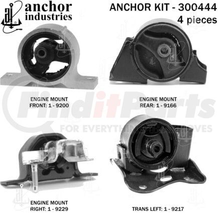 300444 by ANCHOR MOTOR MOUNTS - Engine Mount Kit - 4-Piece Kit, for 2000-2006 Nissan Sentra 1.8L