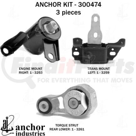 300474 by ANCHOR MOTOR MOUNTS - 300474